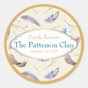Waterverf Veters met een Fancy Lijst reünie Ronde Sticker