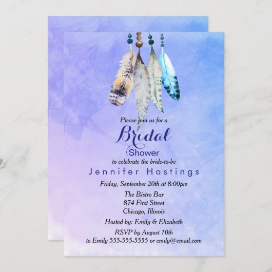 Waterverf Veters op het Bluish Paars Vrijgezellenf Kaart (Voorkant / Achterkant)