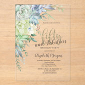 Waterverf vetplanten 50ste geboortedag acryl uitnodigingen (Voorkant)