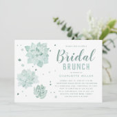 Waterverf vetplanten bruids brunch uitnodiging (Staand voorkant)