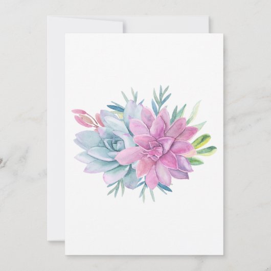 Waterverf vetplanten bruiloft uitnodigingen (Achterkant)