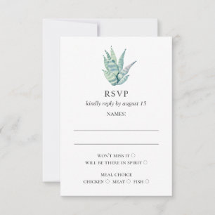 Waterverf vetplanten. Eenvoudige groene cactus bru RSVP Kaartje