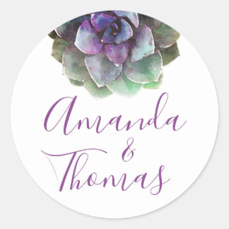 Waterverf vetplanten | Huwelijksetiket | Afdichtin Ronde Sticker