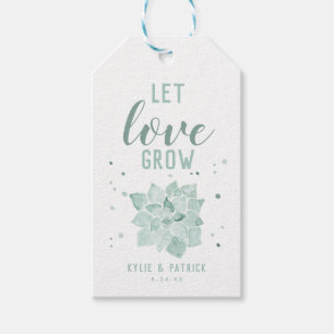Waterverf vetplanten laten liefde groeien bruiloft cadeaulabel