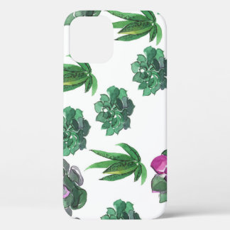 Waterverf vetplanten naadloos patroonontwerp iPhone 12 hoesje