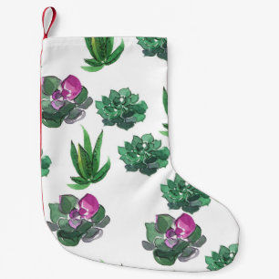 Waterverf vetplanten naadloos patroonontwerp kleine kerstsok
