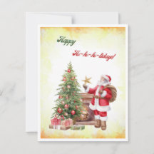 Waterverf Victoriaans Santa Happy Ho-ho-ho-holiday