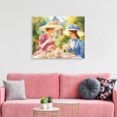Waterverf Victoriaans Tea Party Schilderij Canvas Afdruk (Insitu (Woonkamer))