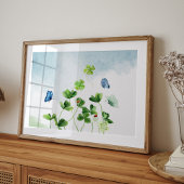 Waterverf Vier Blad Klaver Art Print
