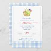 Waterverf Vierde juli Picknickuitnodiging Kaart (Voorkant / Achterkant)