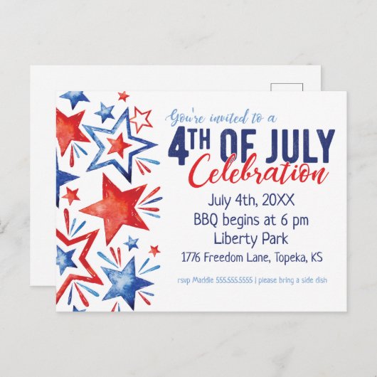 Waterverf Vierde uitnodiging van juli (Voorkant / Achterkant)