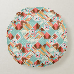 Waterverf vierkante, patchwork geometrische achter rond kussen