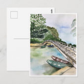 Waterverf, Vietnam, landschap in de provincie Ninh Briefkaart (Voorkant / Achterkant)