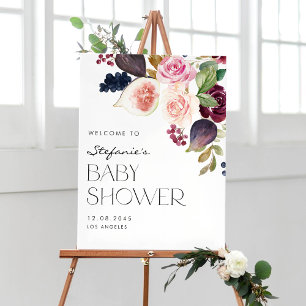 Waterverf Vijgen en Berry Herfst Floral Baby showe Poster