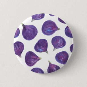Waterverf vijgenpatroon ronde button 5,7 cm