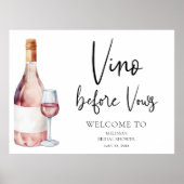 Waterverf Vino voor geloften Vrijgezellenfeest wel Poster (Voorkant)