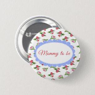 Waterverf vintage Bloemen Mama in wording Ronde Button 5,7 Cm