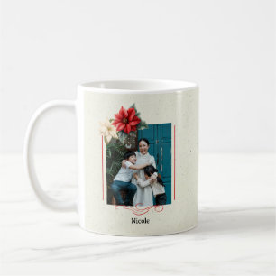Waterverf Vintage Bloemige Rode Poinsettia Aandenk Koffiemok