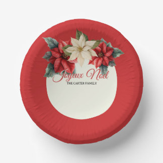 Waterverf Vintage Bloemige Rode Poinsettia Kerstmi Papieren Kommen