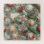 Waterverf Vintage Kerst Motieven Vakantie Legpuzzel (Horizontaal)