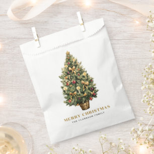 Waterverf Vintage Kerstboom Gouden Kerst Bedankzakje