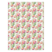 Waterverf Vintage Rode Tulpen Weide Pasen Tafelkleed (Voorkant)