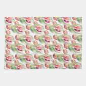 Waterverf Vintage Rode Tulpen Weide Pasen Theedoek (Horizontaal)