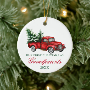 Waterverf Vintage rondreis kleinouders Kerstmis Keramisch Ornament