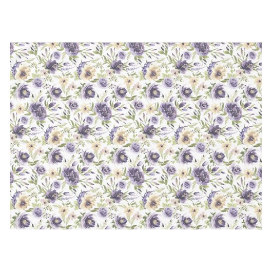 Waterverf Violet bloemenpatroon Tafelkleed (Voorkant (Horizontaal))