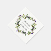 Waterverf Violet en Sage Bloemen Bruiloft Servet (Hoek)