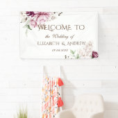 Waterverf Violet Flowers Wedding Spandoek (Insitu)