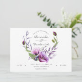 Waterverf Violet Poppy Floral Wedding Kaart (Staand voorkant)
