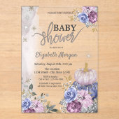 Waterverf Violet Pumpkins Flowers Baby shower Acryl Uitnodigingen (Voorkant)