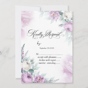 Waterverf Violet Rozen Polka Dots RSVP Kaart