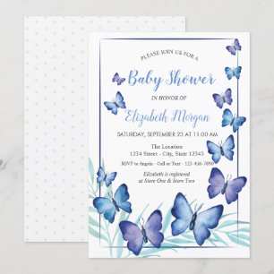 Waterverf Violette Vlinders Stippen Baby Shower Kaart