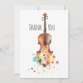 Waterverf Violin Digital Art Bedankkaart (Voorkant)