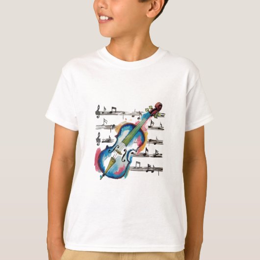 Waterverf Viool Kinderen Basic T-shirt (Voorkant)
