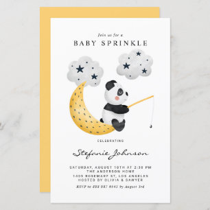 Waterverf Vist Panda Baby Sprinkle Invite