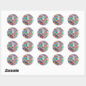 Waterverf vlaggen van de wereld ronde sticker (Vel)