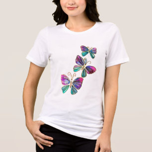 Waterverf Vliegende Vlinders Tri-Blend Shirt