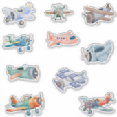 Waterverf  vliegtuigen sticker (Voorkant)