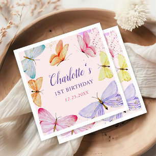 Waterverf vlinder 1e verjaardag servet