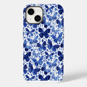 Waterverf Vlinder Blauw iPhone 14 Hoesje