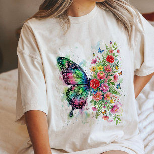 Waterverf Vlinder & Bloemen Tri-Blend Shirt