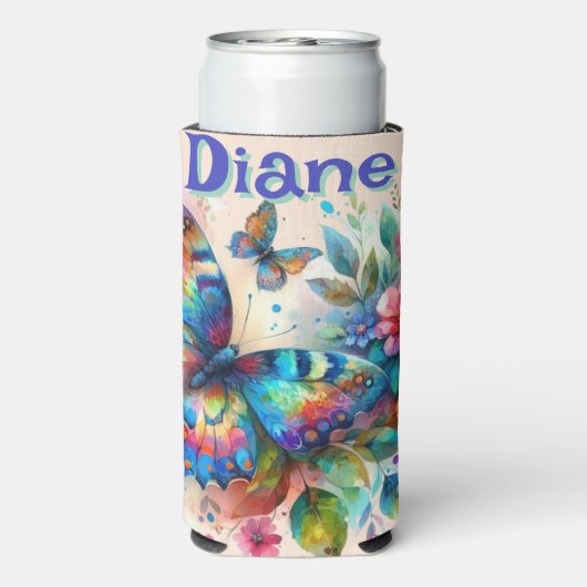 Waterverf vlinder bloementuin gepersonaliseerd (Seltzer Achterkant)