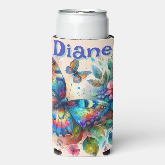 Waterverf vlinder bloementuin gepersonaliseerd (Seltzer Voorkant)