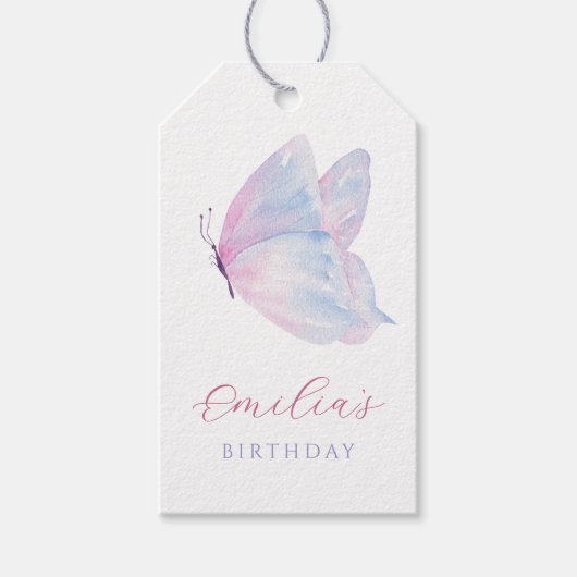 Waterverf vlinder cadeaulabel (Voorkant)