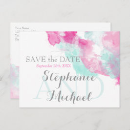 Waterverf Vlinder Cranberry Mint SavetheDate Aankondigingskaart