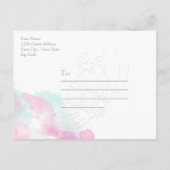 Waterverf Vlinder Cranberry Mint SavetheDate Aankondigingskaart (Achterkant)
