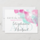 Waterverf Vlinder Cranberry Mint SavetheDate Save The Date (Voorkant)